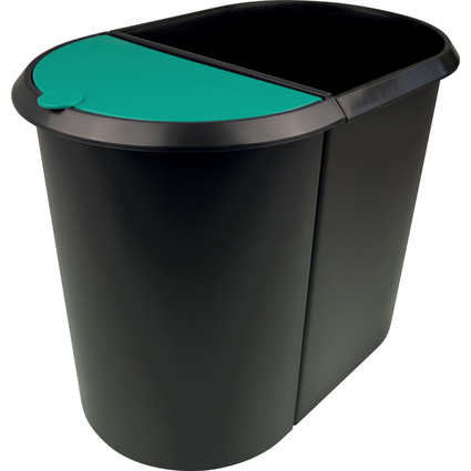 helit Papierkorb "the double", oval, PE, schwarz/grün