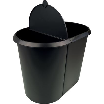helit Papierkorb "the double", oval, PE, schwarz