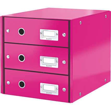 LEITZ Schubladenbox Click & Store WOW, 3 Schbe, pink
