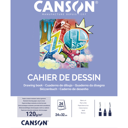 CANSON Zeichenheft, blanko, 125 g/qm, 240 x 320 mm