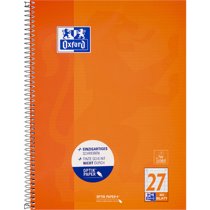 Oxford Collegeblock, DIN A4+, liniert, 80 Blatt, orange