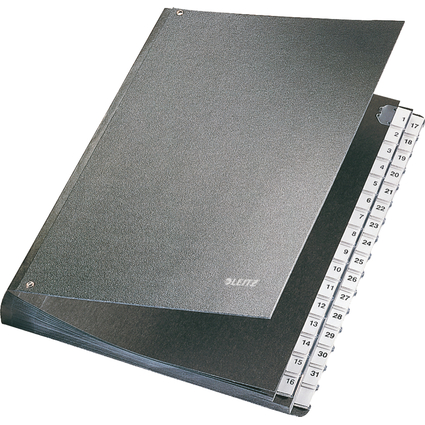 LEITZ Pultordner, A4, 1-31, 32 Fcher, Hartpappe, schwarz