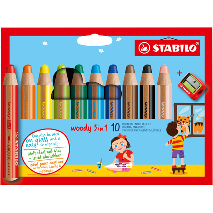 STABILO Multitalentstift woody 3 in 1, 10er Kartonetui