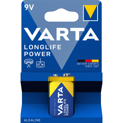 VARTA Alkaline Batterie Longlife Power, E-Block (9V/6LR61)
