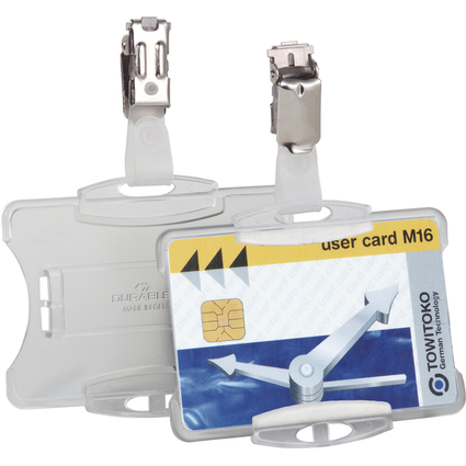 DURABLE Namensschild, mit Clip, 54 x 90 mm, transparent