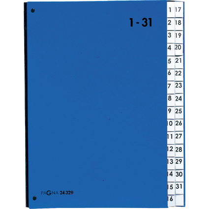 PAGNA Pultordner Color, DIN A4, 1 - 31, 31 Fcher, blau