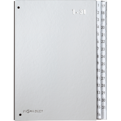 PAGNA Pultordner Color, DIN A4, 1 - 31, 31 Fächer, silber
