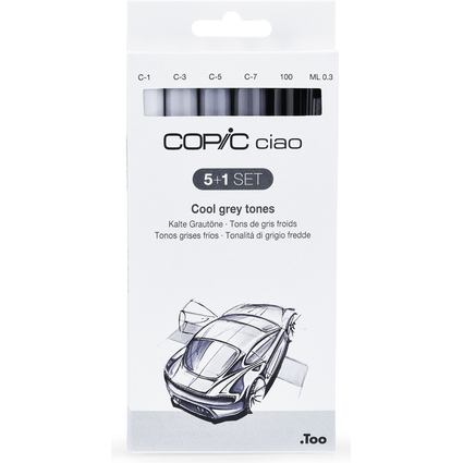 COPIC Marker ciao, 5+1 Set "Cool grey tones"