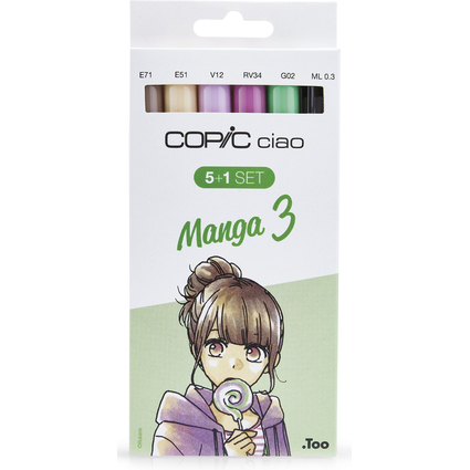 COPIC Marker ciao, 5+1 Set "Manga 3"