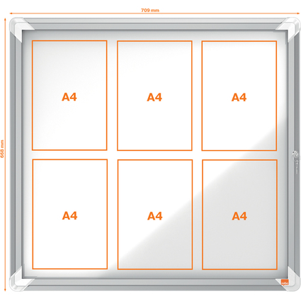 nobo Schaukasten Premium Plus, Metall-Rckwand, 6 x DIN A4
