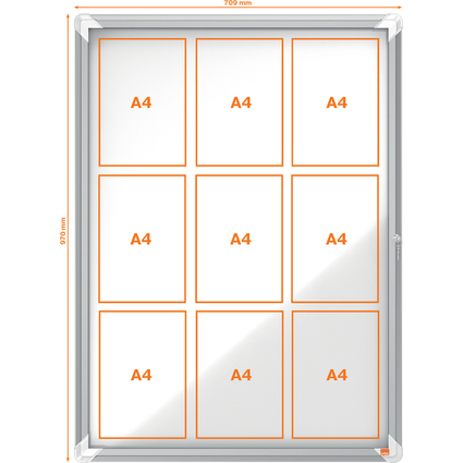 nobo Schaukasten Premium Plus, Metall-Rckwand, 9 x DIN A4