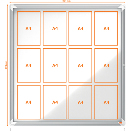nobo Schaukasten Premium Plus, Metall-Rckwand, 12 x DIN A4