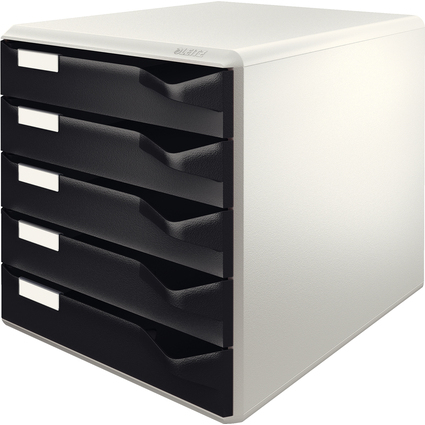 LEITZ Schubladenbox Post-Set, 5 Schbe, lichtgrau/schwarz