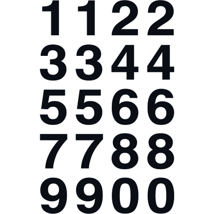 HERMA Zahlen-Sticker 0-9, Folie schwarz, Hhe: 20 x 18 mm