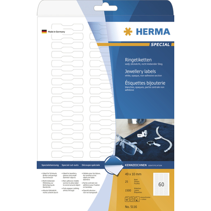 HERMA Ringetiketten SPECIAL, 49 x 10 mm, wei