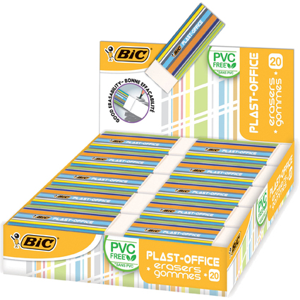 BIC Kunststoff-Radierer Plast-Office, 20er Display