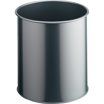 DURABLE Papierkorb METALL, rund, 15 Liter, metallic silber