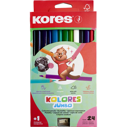 Kores Dreikant-Buntstifte "Kolores JUMBO", 24er Karton-Etui