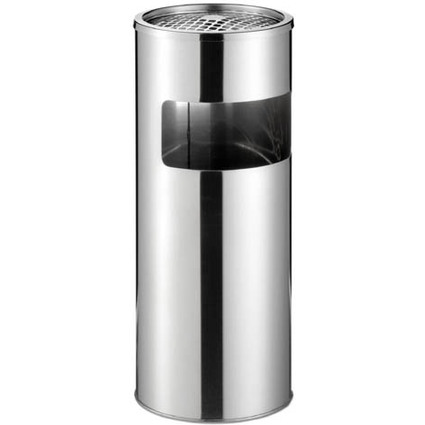 DURABLE Papierkorb EDELSTAHL, mit Ascher, metallic silber
