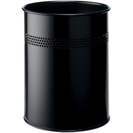DURABLE Papierkorb METALL, rund, 15 Liter, schwarz