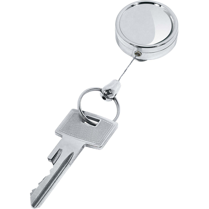 WEDO Grtel-Clip, mit ausziehbarer Stahlschnur, silber
