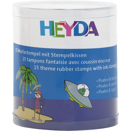 HEYDA Motivstempel-Set "Piraten & Raumfahrer", Runddose