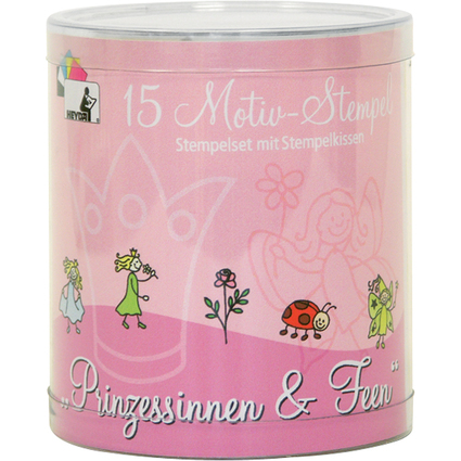 HEYDA Motivstempel-Set "Prinzessinnen & Feen", Runddose