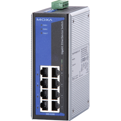 MOXA Unmanaged Industrial Gigabit Ethernet Switch, 8 Port