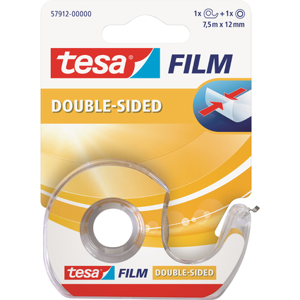 tesa Film, doppelseitig, 12 mm x 7,5 m + Einwegabroller
