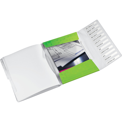 LEITZ Ordnungsmappe WOW, DIN A4, PP, 12 Fächer,grün-metallic
