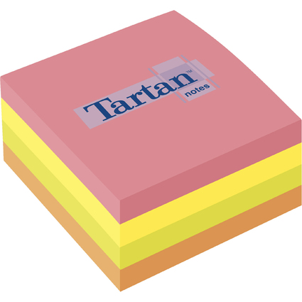 Tartan Haftnotiz Würfel, 76 x 76 mm, farbig sortiert