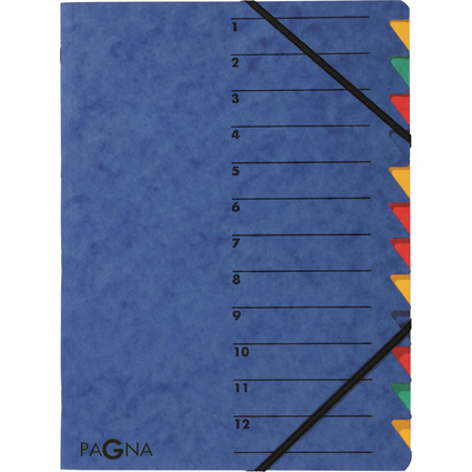 PAGNA Ordnungsmappe "EASY", DIN A4, Karton, 12 Fächer, blau