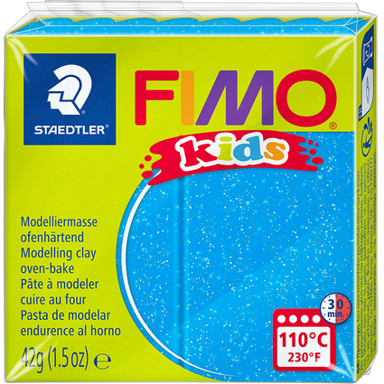 FIMO kids Modelliermasse, ofenhärtend, glitter-blau, 42 g