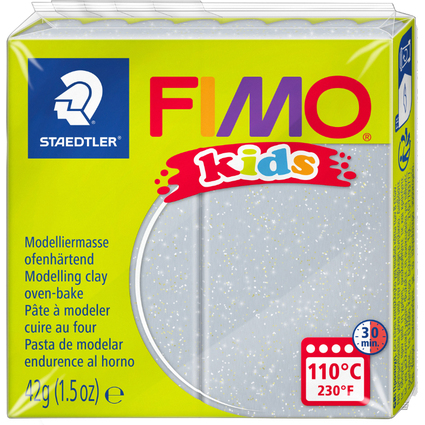 FIMO kids Modelliermasse, ofenhärtend, glitter-silber, 42 g