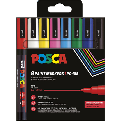 POSCA Pigmentmarker PC3M, 8er Etui, Standard