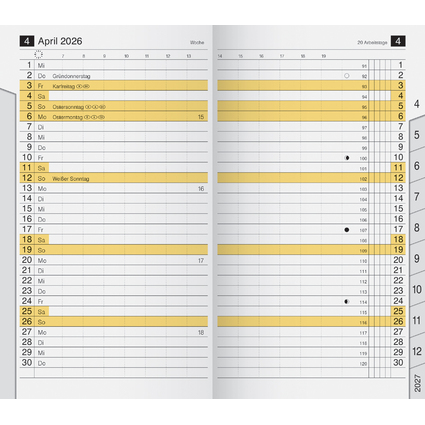 rido id Kalender-Einlage "M-Planer", Registerschnitt, 2026