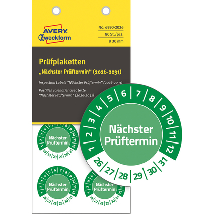 AVERY Zweckform Prüfplaketten "Nächster Prüftermin", 2026-31
