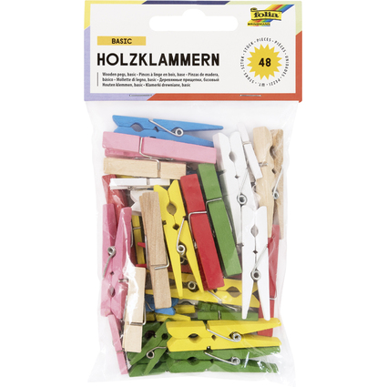 folia Holzklammern, Größe und Farben sortiert