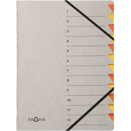 PAGNA Ordnungsmappe Easy Grey, A4, 12 Fächer, grau / orange