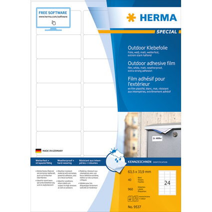 HERMA Outdoor Folien-Etiketten SPECIAL, 63,5 x 33,9 mm, weiß