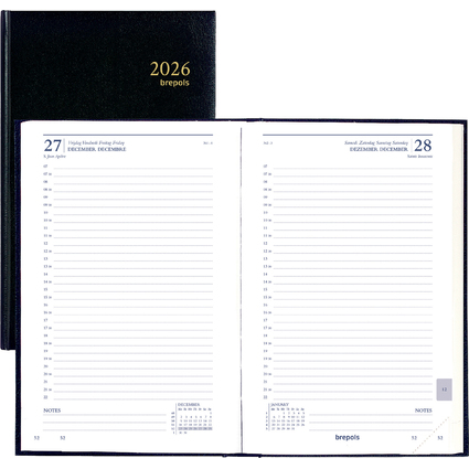 brepols Tageskalender "Saturnus Basic" 2026, schwarz