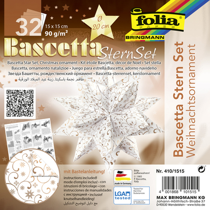 folia Faltblätter Bascetta-Stern "Ornament 1", 150 x 150 mm