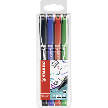 STABILO Fineliner SENSOR medium, 4er Kunststoff-Etui Office