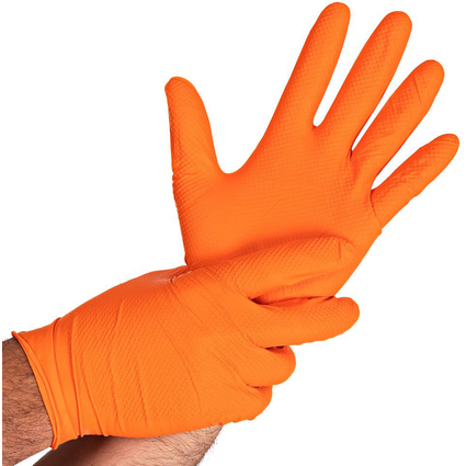 HYGOSTAR Nitril-Handschuh "POWER GRIP", M, orange, puderfrei