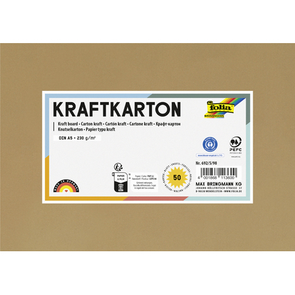 folia Kraftkarton, 230 g/qm, DIN A5, 50 Blatt