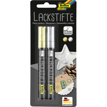 folia Lackmarker, Strichstärke: 2-3 mm, silber & gold