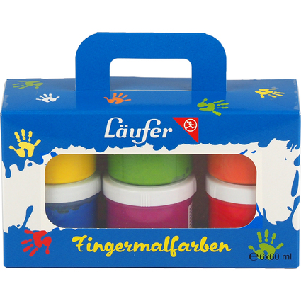 Lufer Fingerfarbe, farbig sortiert, 6 x 60 ml Set