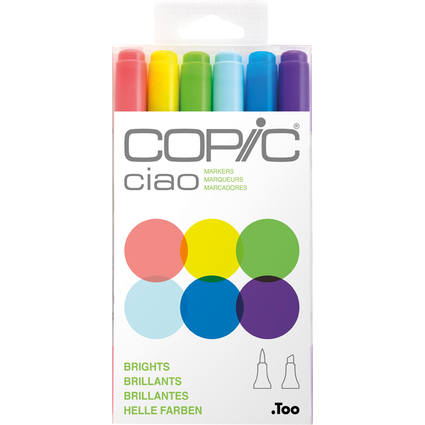 COPIC Marker ciao, 6er Set "Brights"