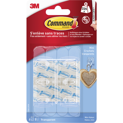 3M Command Mini-Haken, Kunststoff, Größe: S, transparent