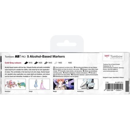 Tombow Marker ABT PRO, 5er Set Cold Gray Colors